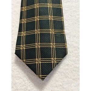 Vintage COURREGES HOMME Men's Silk Neck Tie Green Gold  56x3.75